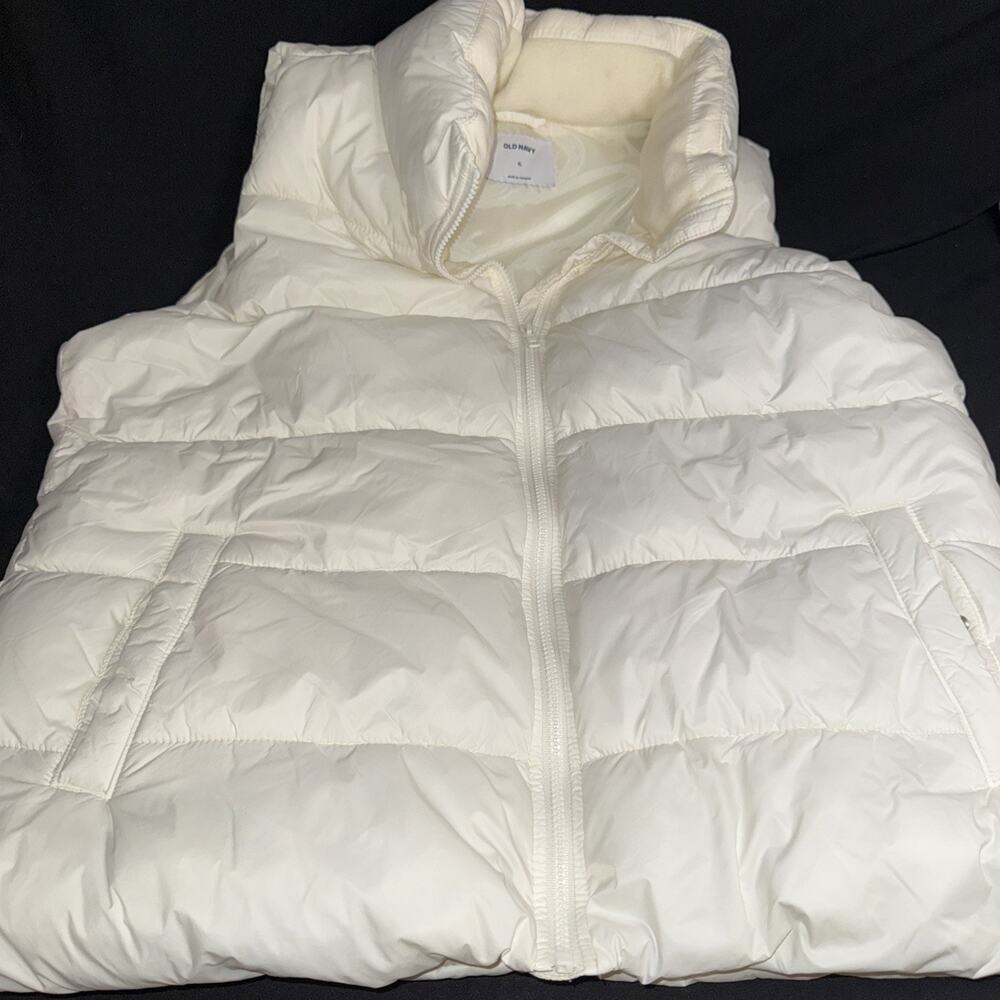 Old Navy Women’s Blue Puffer Vest Size XL – Fleece Lined Cold Weather